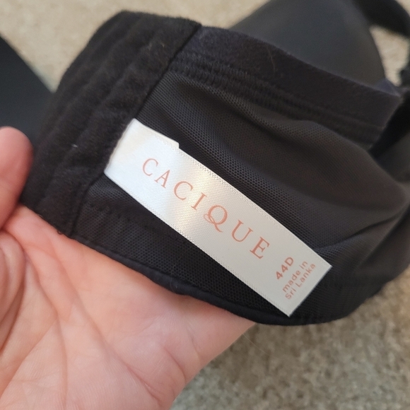 Cacique Black Full Coverage Bra Size 44D - Picture 3 of 6